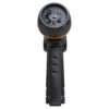 This is an image of a black and orange garden hose nozzle with multiple spray settings indicated at the top, such as 