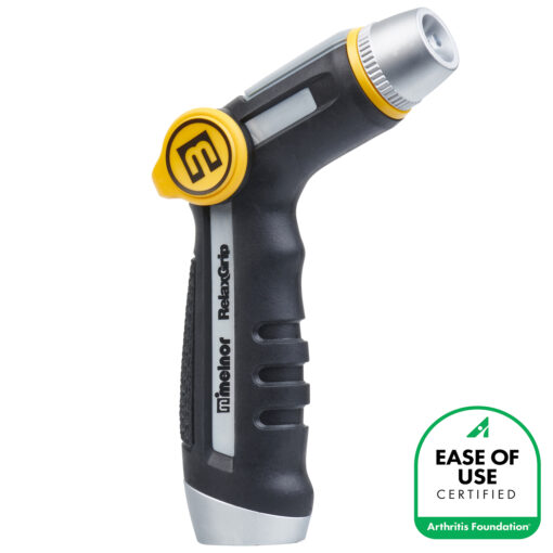 R550 Melnor RelaxGrip Ultralight Thumb-Control Variable Nozzle shown with the Arthritis Foundation Ease of Use logo