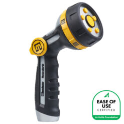 R551 Melnor RelaxGrip Ultralight Thumb-Control 5-Pattern Nozzle shown with the Arthritis Foundation Ease of Use logo