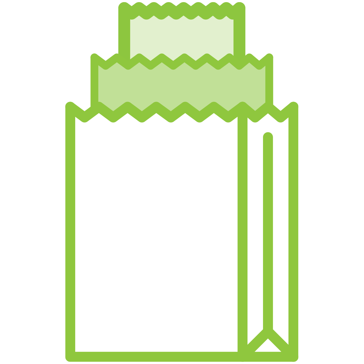 This image depicts a stylized green and white graphic of a clipboard with a blank sheet of paper and a pencil attached to its right side.