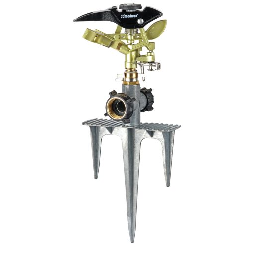 Melnor Metal Pulsating Sprinkler with Step Spike side view